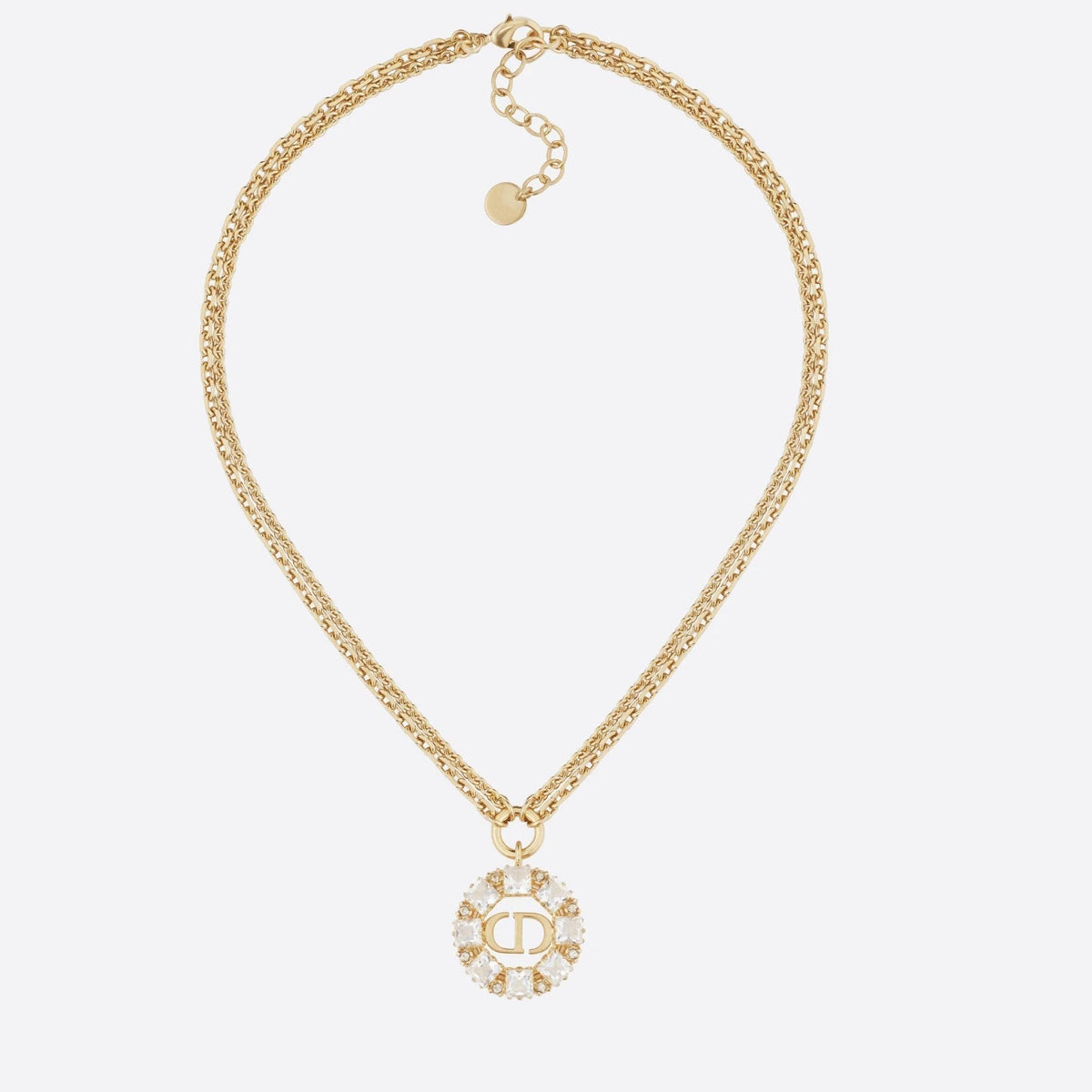 Dior Petit CD Necklace Gold-Finish Metal with White and Silver